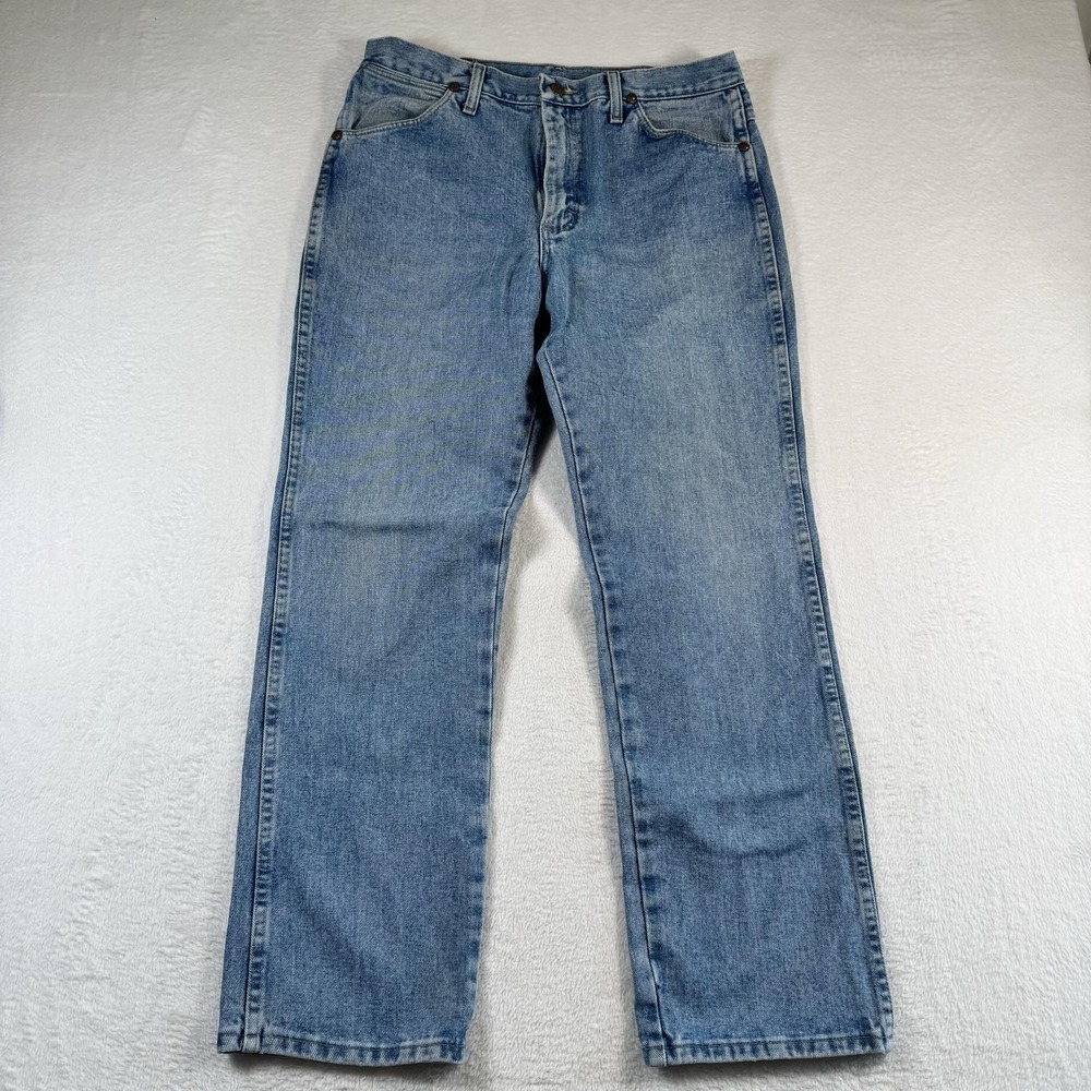Wrangler‎ 936ATW Jeans Mens 34x30 Blue Light Wash Straight Leg Denim Western